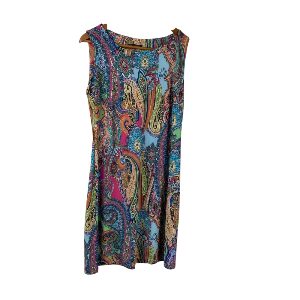 Tommy Hilfiger Multicolor Paisley Sleeveless Dress Size 10 Pink Blue Yellow